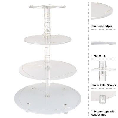 Clear 4-Tier Round Acrylic Cupcake Stand with LED Lights
