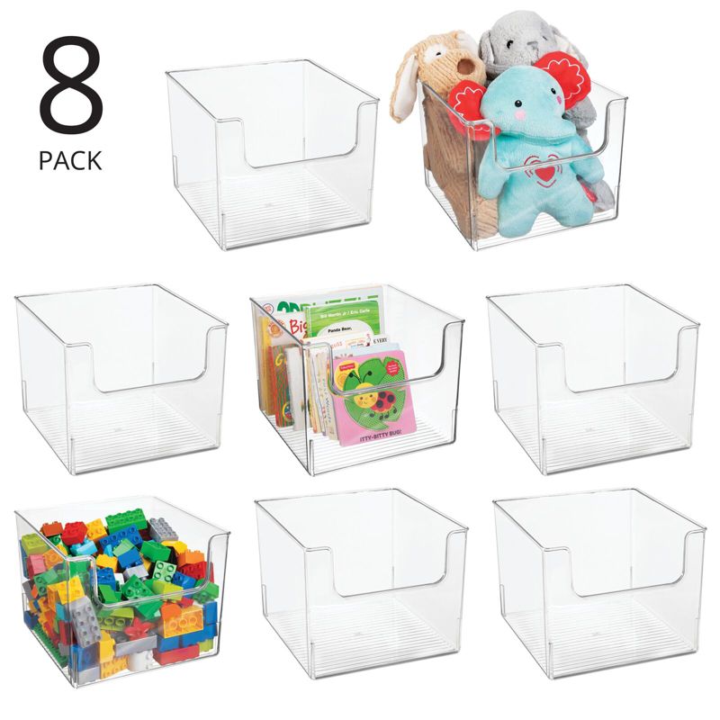 mDesign Plastic Toy Storage Bin with Front Dip for Kids Playroom, 2 of 9