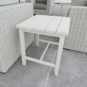 CAVINAS Durable Outdoor Side Table,22.5" Aluminum Patio Table with White Birch Look,Adjustable Levelers, Perfect Small End Table for Garden,Gray - 1 of 4