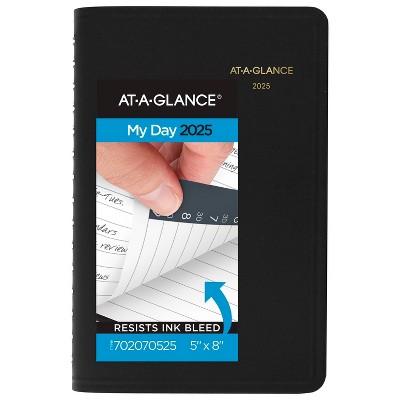 Daily Appointment Book with 30-Minute Appointments 8 x 5 Black Cover 12-Month (Jan to Dec): 2025