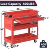 Huxxion 3-Tier Rolling Tool Cart on Wheels, Heavy Duty Mechanic Tool Cart with Drawers, Utility Cart for Workshop Garage Warehouse(Gray) - 2 of 4