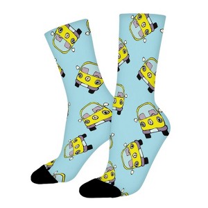School Bus Women Printed Crew Socks Funny Funky Socks Soft Polyester Novelty Gifts for Artists Men - 1 of 1