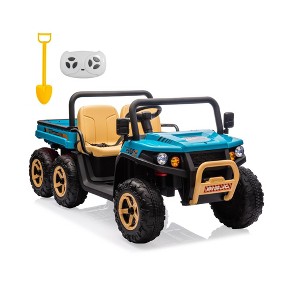 Kids Ride On Dump Truck 24V 4WD - 6-Wheel All-Terrain 2-Seater UTV with Parent Remote, Electric Dump Bed, Bluetooth, LED Headlights for Ages 3-9 - 1 of 4
