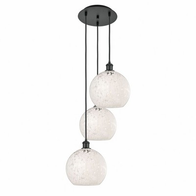 White Mouchette - 3 Light Cord Hung Multi Pendant In Modern Style-10.25 Inches Tall and 16.5 Inches Wide