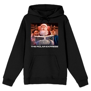 The Polar Express Santa Reading to Children Men's Black Graphic Hoodie - 1 of 2