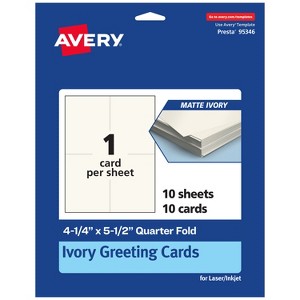 Avery Printable Greeting Cards, 4.25" x 5.5", Matte Ivory, 10ct - 1 of 4
