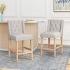 Counter Height Bar Stools Set Of 2,Fabric Tufted Wingback Kitchen Chairs,Armless Seat Height Dining Chairs With Wood Legs Footrest-Cuddlewood - 2 of 4