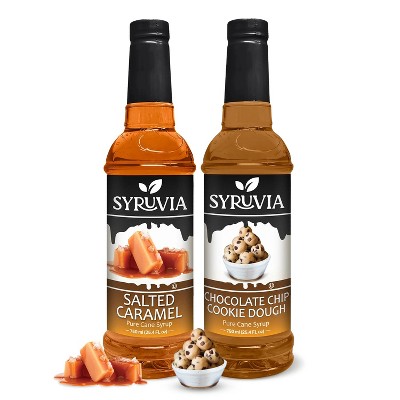 Syruvia Coffee Flavors Variety Pack: Salted Caramel & Chocolate Chip Cookie Dough 25.4 fl oz Syrup