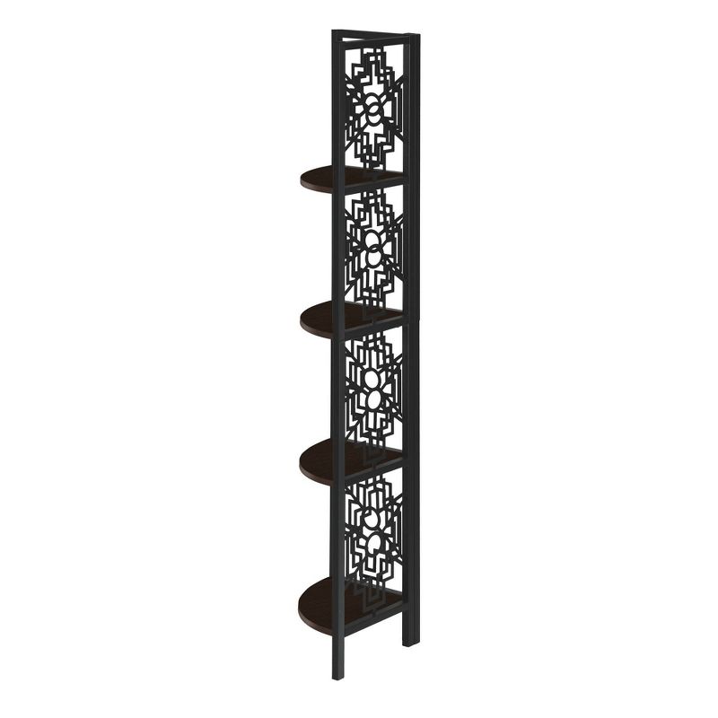 61.5" 4 Shelf Mix Material Keyhole Design Corner Etagere Bookcase - EveryRoom, 5 of 13