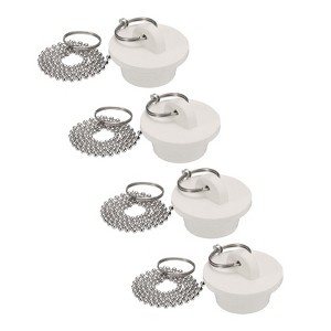Unique Bargains Rubber Stainless Steel Beaded Chain with Pull Ring Drain Stopper 4 Pcs - 1 of 4