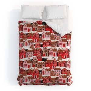 Deny Designs Full/Queen Cynthia Gingerbread Village Comforter and Pillow Sham Pink - 1 of 4