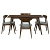 47.2" Mid Century Modern 5-Piece Dining Set,Walnut Rectangular Table with 4 Upholstered Chairs for Kitchen Dining Room-Baofuwish - 2 of 4