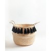 Slickblue Versatile Seagrass Belly Storage Basket, Handwoven with Black Tassels, 2 Size Options - image 3 of 4