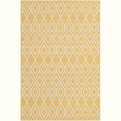 5' x 7' Yellow Ivory Geometric Flatweave Outdoor Rug