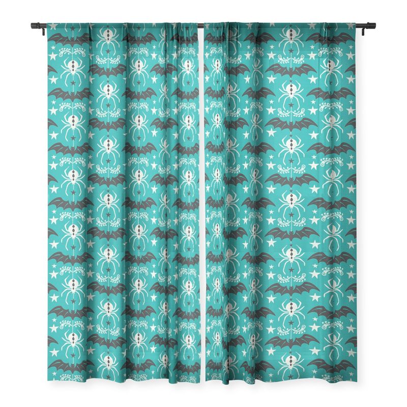 Heather Dutton Night Creatures Teal Single Panel Sheer Window Curtain - Deny Designs, 3 of 7