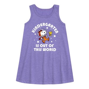 - Peanuts - Kindergarten Is Out Of This World Graphic Sleeveless Aline Dress - 1 of 4