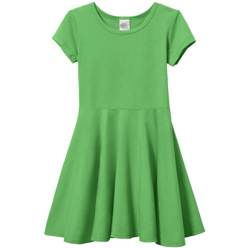 City Threads USA-Made Cotton Soft Girls Jersey Short Sleeve Twirly Skater Dress, 1 of 5