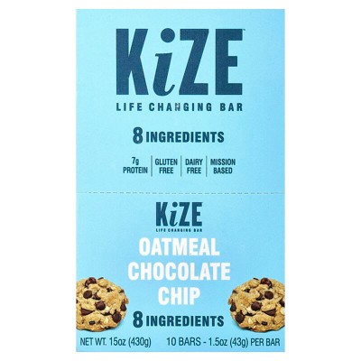 KiZE Life Changing Bar, Oatmeal Chocolate Chip, 10 Bars, 1.5 oz