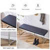 Dining Room Bench, Leather Bench With Silver Metal Legs Shoe Changing Bench, Bedroom Bench Footstool For Entryway, Black - 3 of 4