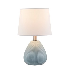 Maxax Blue Ceramic Table Lamp, Artistic ribbed Desk Lamp for Bedroom Nightstand, Living Room - 1 of 4