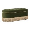 Okak Vintage Pull-Open Top Velvet Tufted Button Ottoman Bench with Bullion Fringe,Oval Upholstered Storage Ottoman for Bedroom,Entrance - 3 of 4