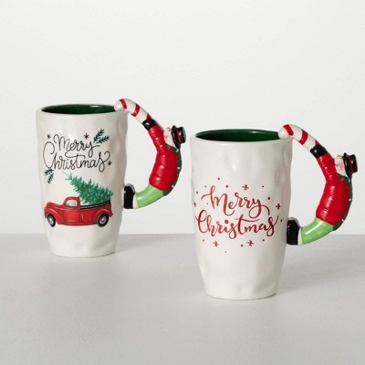 6.25"H Sullivans Merry Christmas Mug Set of 2 Multicolor Indoor Christmas Decor