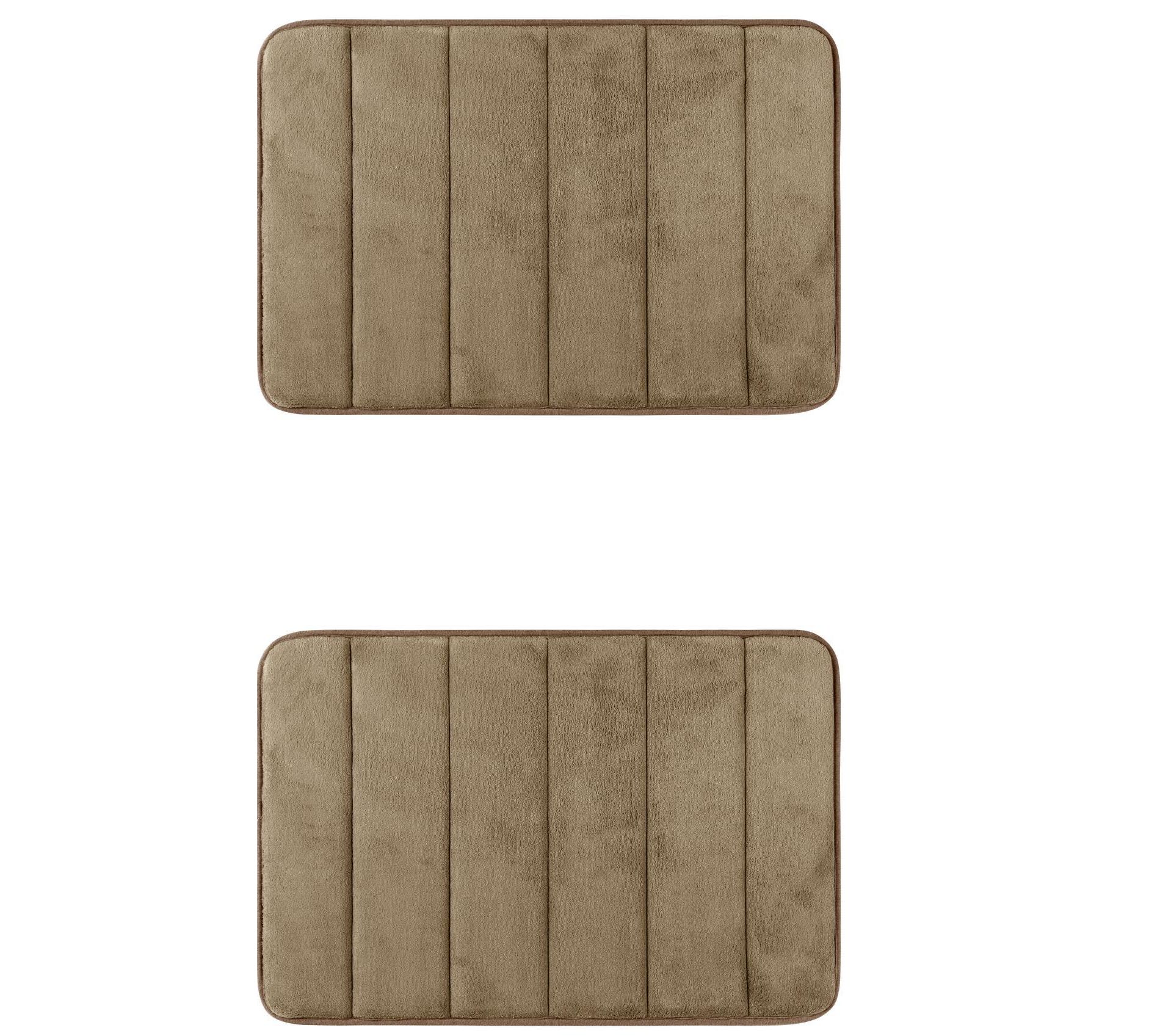 Unique Bargains Soft Thick Absorbent Quick Dry Bathroom Bath Rugs Non-Slip 2 Pcs Brown 20" x 32"