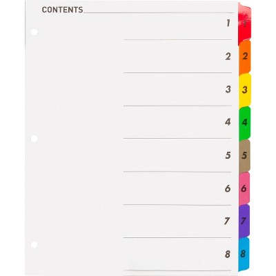 Business Source Index Dividers w/TOC Page 1-8 8-1/2"x11" 8 Tabs/ST Multi 21901