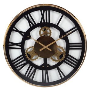 Stainless Steel Gear Wall Clock Black - Olivia & May: Silent, Roman Numerals, 32" Round - 1 of 4