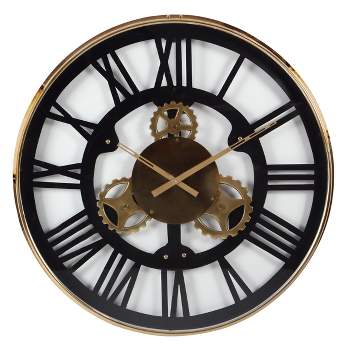 Stainless Steel Gear Wall Clock Black - Olivia & May