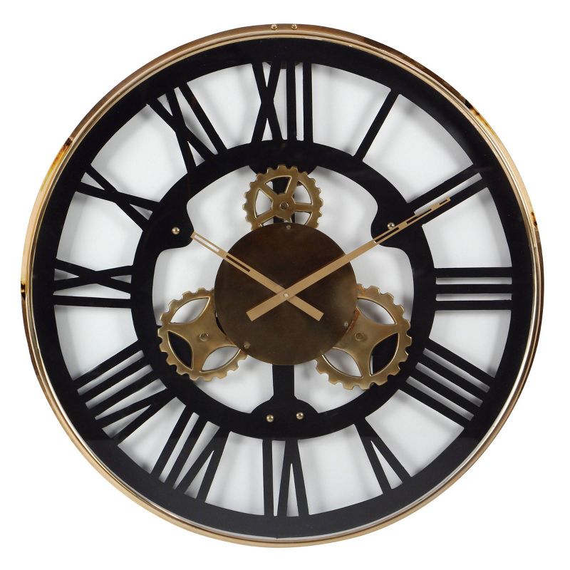 Stainless Steel Gear Wall Clock Black - Olivia &#38; May, 1 of 6