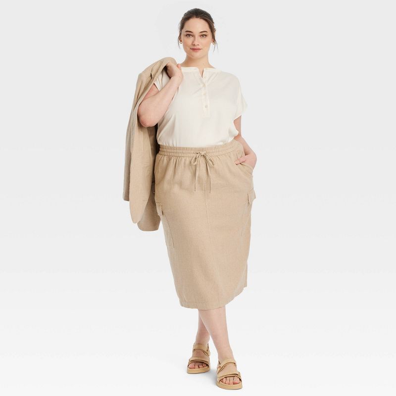 Women's Linen Midi Skirt - A New Day™, 4 of 10