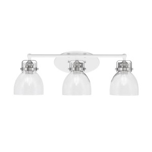 Toltec Lighting Easton 3 - Light Vanity in  White/Brushed Nickel with 6" Clear Bubble Shade - 1 of 1