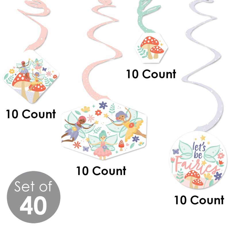 Big Dot of Happiness Let's Be Fairies - Fairy Garden Birthday Party Hanging Decor - Party Decoration Swirls - Set of 40, 5 of 9