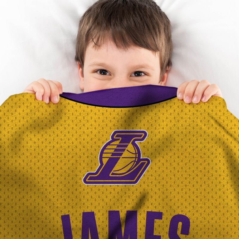 Sleep Squad Los Angeles Lakers LeBron James 60 x 80 Raschel Plush Jersey Blanket, 4 of 7