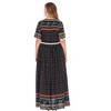 Womens Plus Size V Neck Casual Maxi Dress Ruffle Short Sleeves Boho Summer Printed Floral Long Dress - 4 of 4