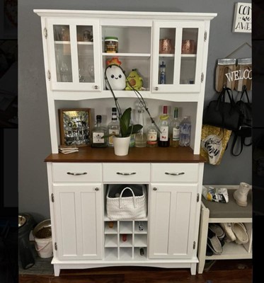 Homcom Freestanding Rustic Buffet With Hutch, 4 Doors Farmhouse Kitchen  Pantry Cabinet, Microwave Stand With Beadboard Panel, Drawer, White : Target