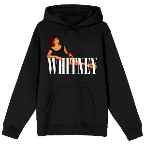 Whitney Houston Lounging Pose Long Sleeve Men's Black Hooded Sweatshirt - 1 of 3