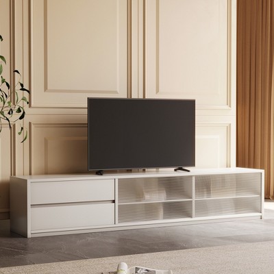 Luck Live Modern TV Stand for  Tvs up to 100" Media Centerw/ Drawer & Off-white
