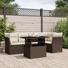 vidaXL 6 Piece Patio Sofa Set with Cushions - Brown and Cream without storage - 2 of 4