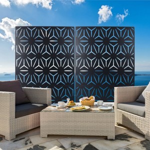 CAVINAS Privacy Screen Modern Metal Fence Panels with Geometric Pattern for Garden Decor and Patio Decor, 76" H×48" W - 1 of 4