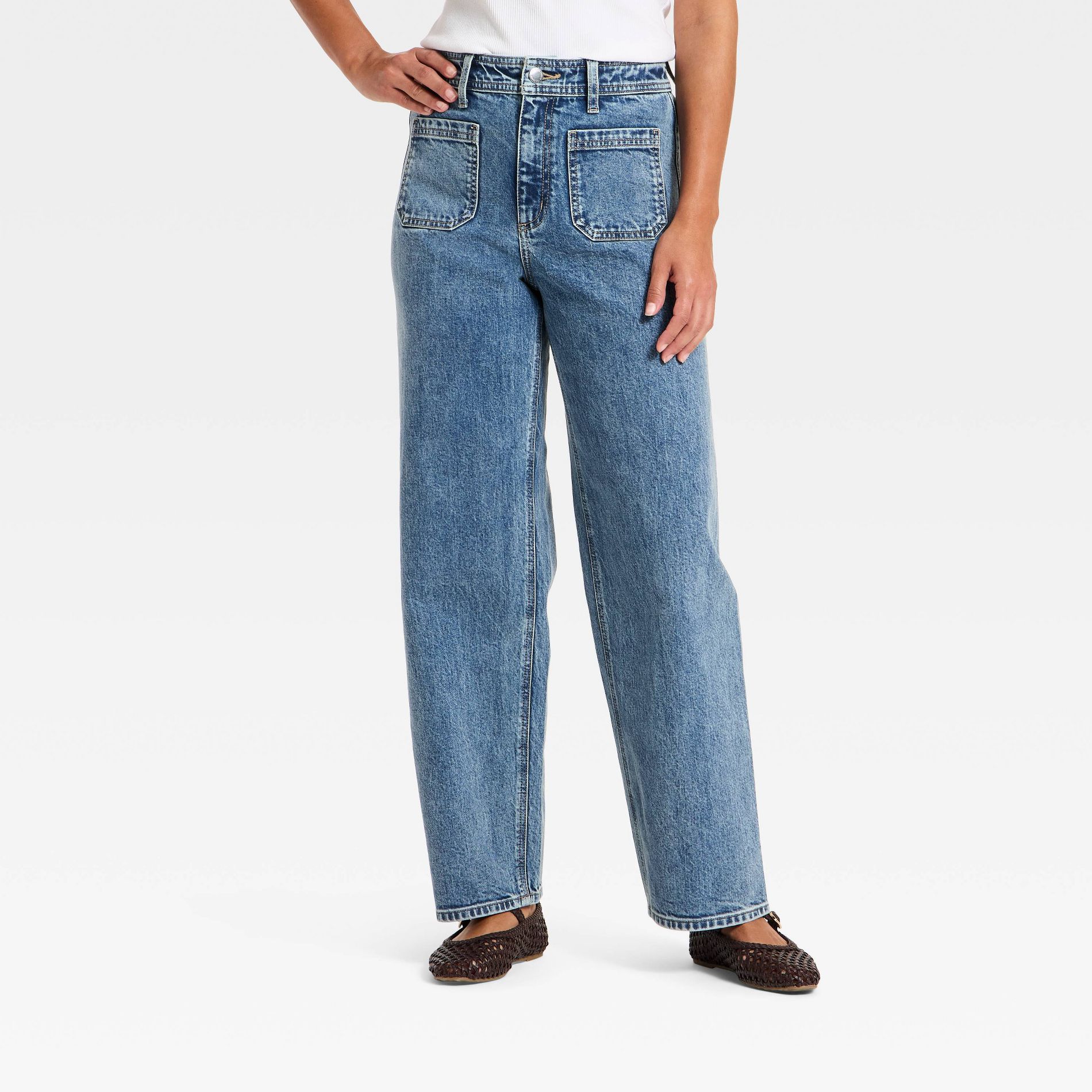 Women's Highest-Rise Sailor Straight Jeans - Universal Thread™ Medium Wash