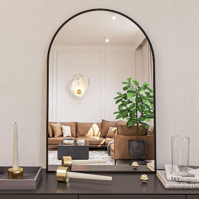 Bow Large Decorative Mirrors For Living Room,65 x 22 Black Aluminum Alloy  Frame Full Length Mirror Floor Mirror Hanging Standing-The Pop Home