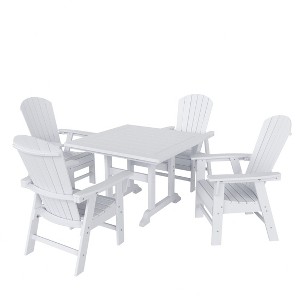 WestinTrends 5 Piece Outdoor Patio Dining Square Table and Shell Back Armchair Set - 1 of 2