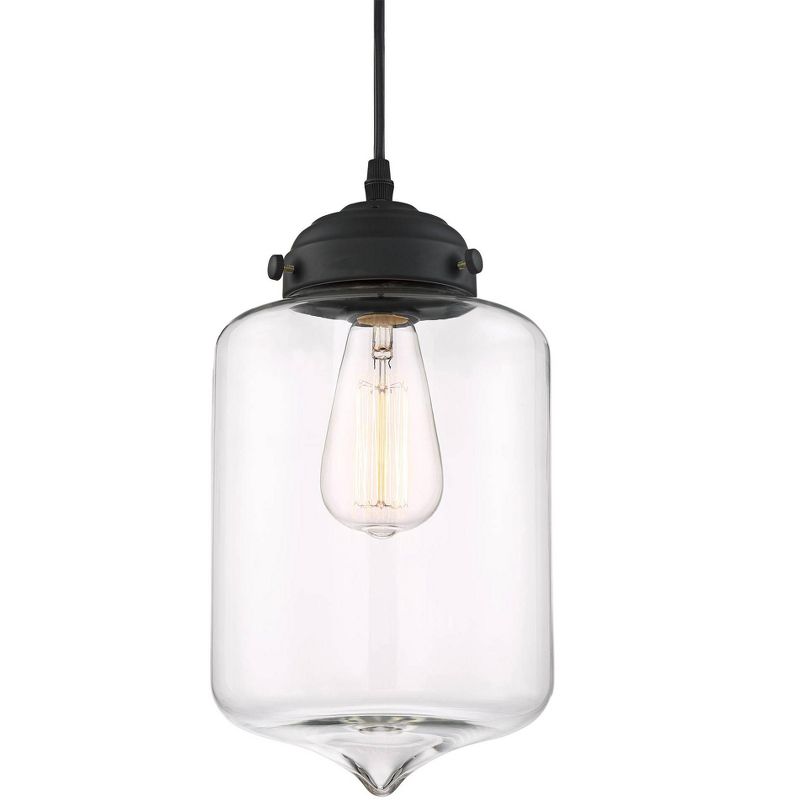 Possini Euro Design Calico Black Mini Pendant 7" Wide Farmhouse Industrial Rustic Clear Glass Shade for Dining Room House Foyer Kitchen Island Bedroom, 3 of 8