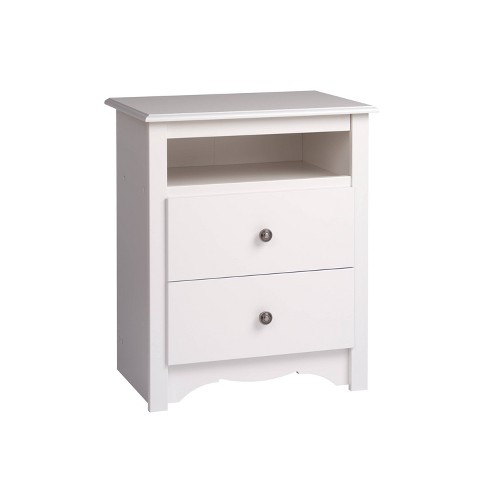 Mid Century Modern 2 Drawer Tall Nightstand With Shelf White - Prepac :  Target