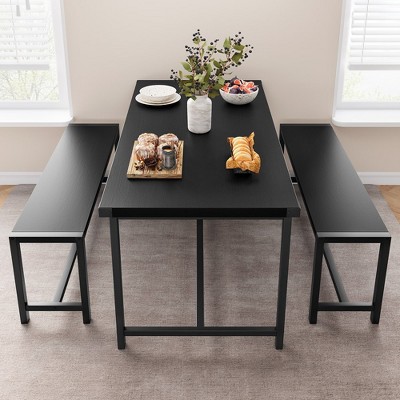 Kitchen Dining Table With 2 Metal Wood Benches For 4 : Target