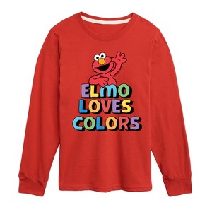 Boys' - Sesame Street - Elmo Loves Colors Long Sleeve Graphic T-Shirt - 1 of 3