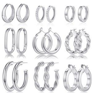 Turandoss 14k Gold Silver Hoop Earrings for Women Girls - Small Hypoallergenic Earrings Set, Gold Jewelry for Women, Teen Girl Gifts Trendy Stuff - 1 of 4