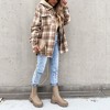 Coolmee Women's Plaid Shacket Jacket Long Sleeve Fleece Hooded Jackets Fall Winter Warm Coat - 2 of 4